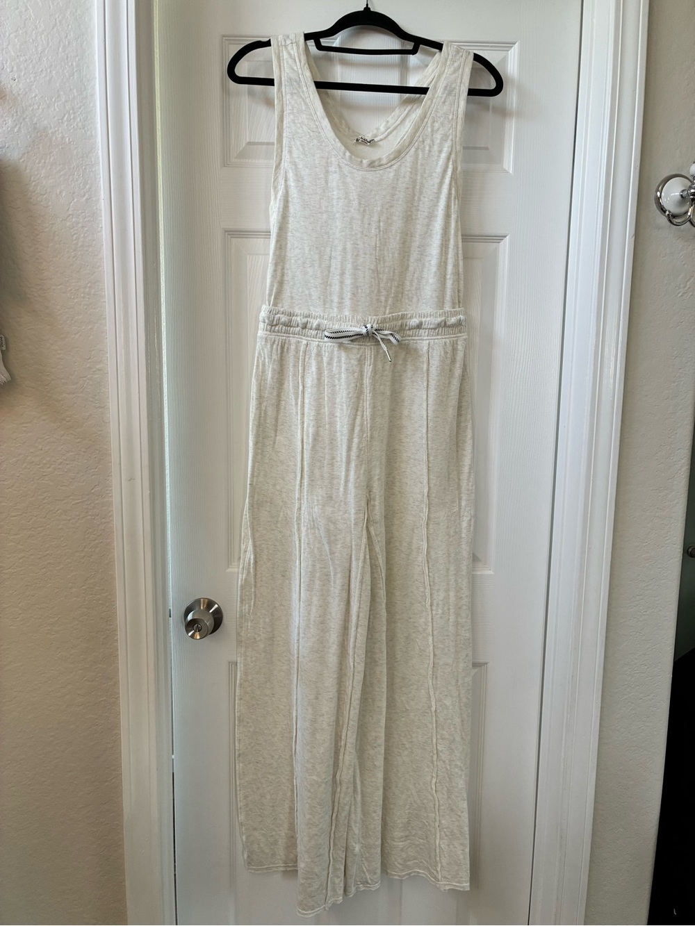 Free People Cream Sleeveless Wide-Leg Jumpsuit